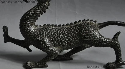 8" lucky china chinese fengshui bronze animal zodiac dragon Statue decorate statue decoration metal handicraft