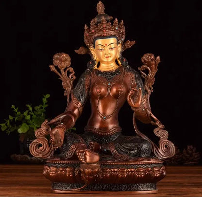 $800 # 12 inch GOOD Buddha Buddhist bless family Safety Health efficacious Protection Bodhisattva Tara Green Tara Buddha statue