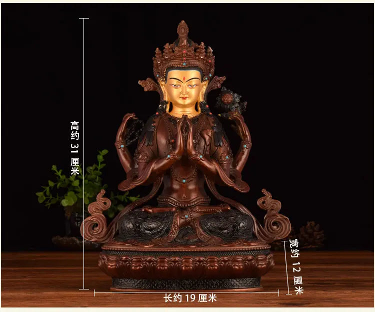 $800 # 12 inch large -GOOD Buddha Buddhist bless family Safety Health efficacious Protection Shadakshari Avalokitesvara Buddha