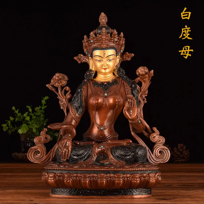 $800 # 12 inch large -GOOD Buddha Buddhist bless family Safety Health efficacious Protection Tibet White Tara Buddha statue