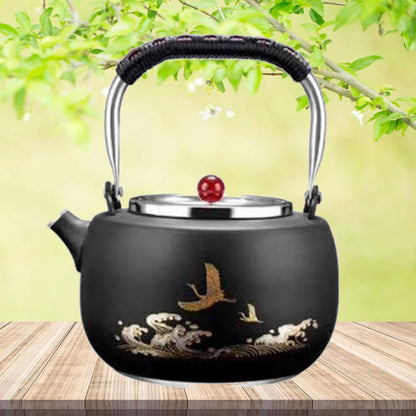 800ML 304 Stainless Steel Boiling Kettle Office Home Tea Maker Kung Fu Tea Set Teapot For Beauty Health Embossed Tea Infuser