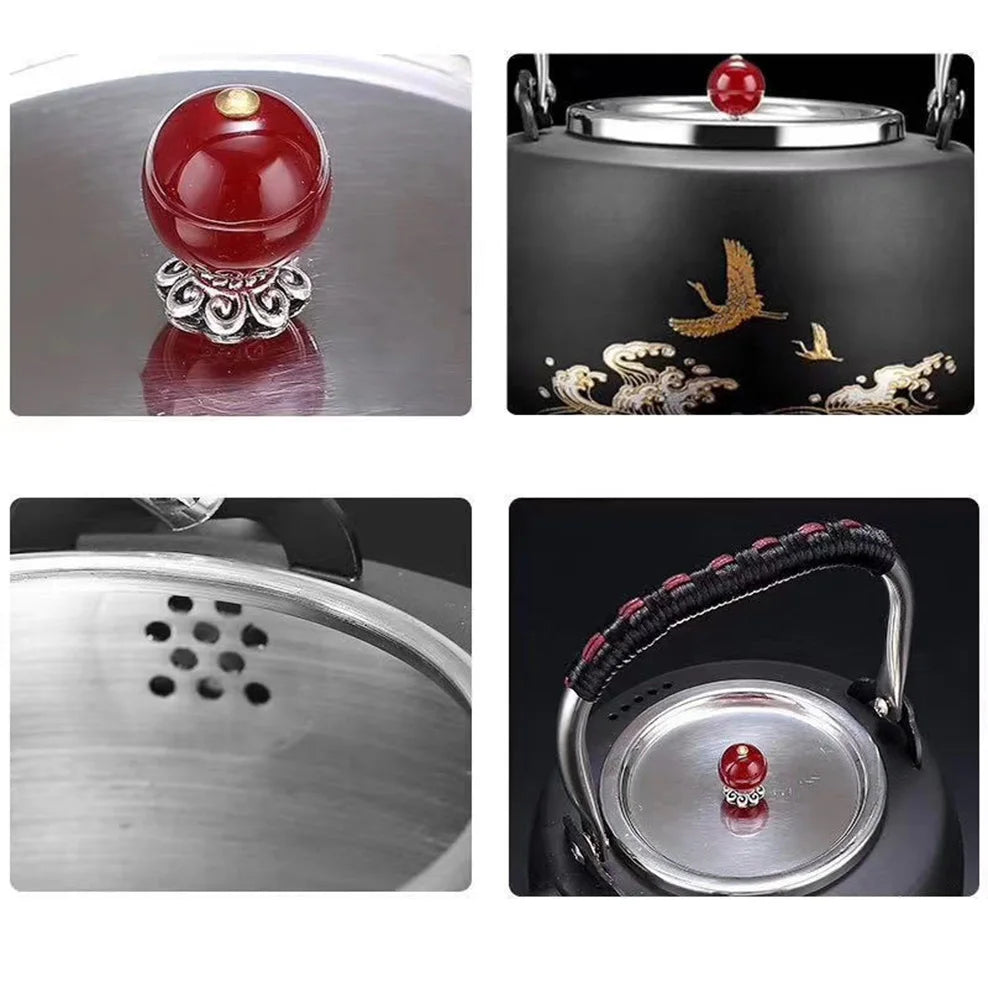 800ML 304 Stainless Steel Boiling Kettle Office Home Tea Maker Kung Fu Tea Set Teapot For Beauty Health Embossed Tea Infuser