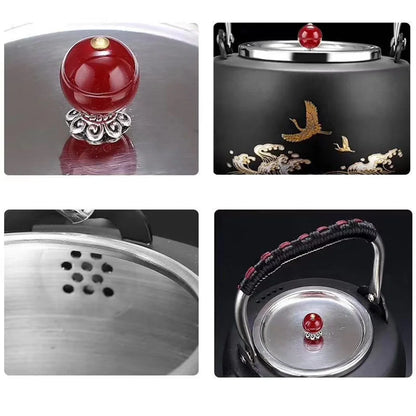 800ML 304 Stainless Steel Boiling Kettle Office Home Tea Maker Kung Fu Tea Set Teapot For Beauty Health Embossed Tea Infuser