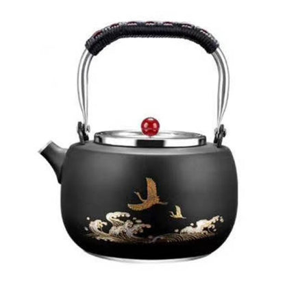800ML 304 Stainless Steel Boiling Kettle Office Home Tea Maker Kung Fu Tea Set Teapot For Beauty Health Embossed Tea Infuser