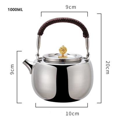 800ML 304 Stainless Steel Boiling Kettle Office Home Tea Maker Kung Fu Tea Set Teapot For Beauty Health Embossed Tea Infuser