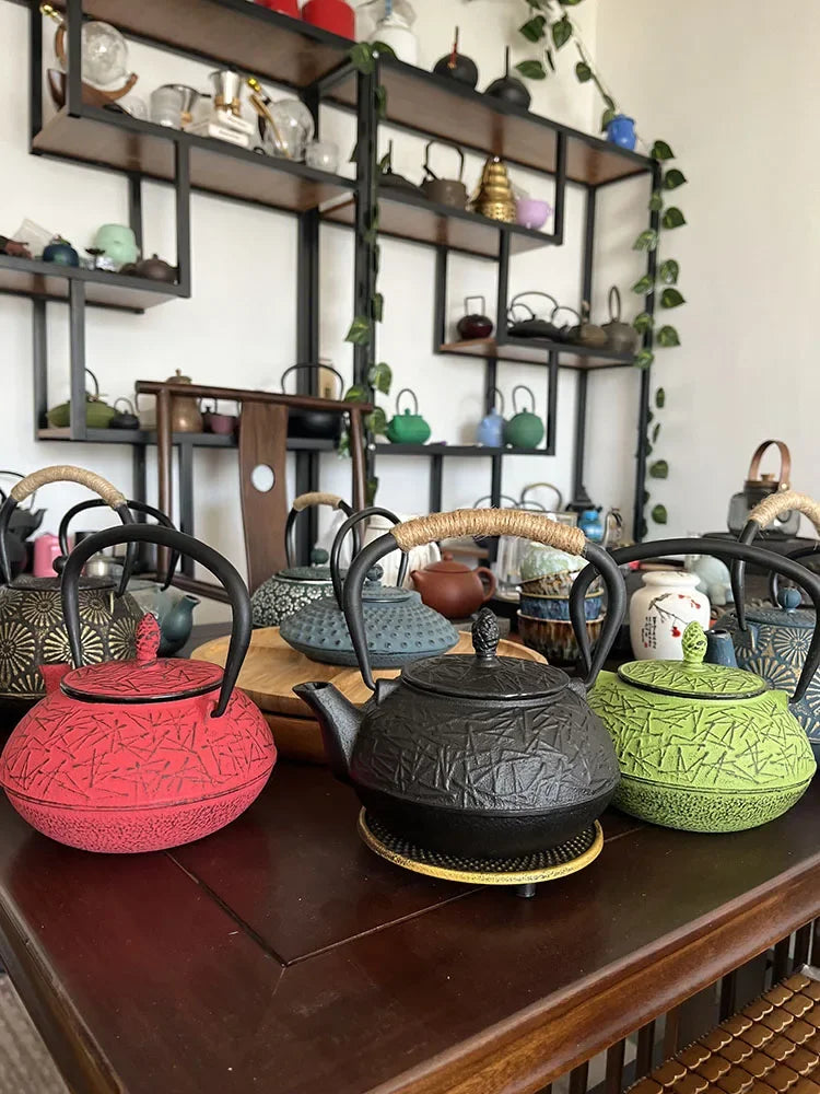 800ml Cast Iron Teapot With Strainer Pine Needle Tetera Tetsubin Tea Kettle Tea Maker For Boiling Water Decoration Ornament