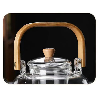 800ml Glass Tea Pot with Weave Handle Chinese Heat-resistant Glass Teapot Transparent Steaming Tea Glass Kettle Tea Set