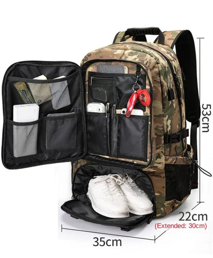 80L 60L Men's Outdoor Backpack Climbing Travel Rucksack Sports Camping Hiking Backpack Large School Bag Pack For Male