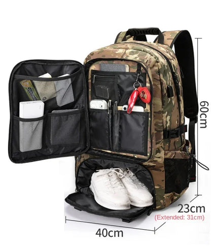 80L 60L Men's Outdoor Backpack Climbing Travel Rucksack Sports Camping Hiking Backpack Large School Bag Pack For Male