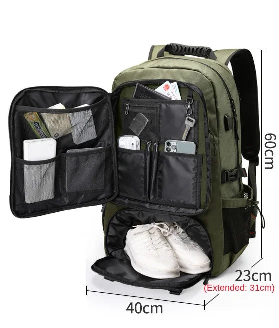 80L 60L Men's Outdoor Backpack Climbing Travel Rucksack Sports Camping Hiking Backpack Large School Bag Pack For Male