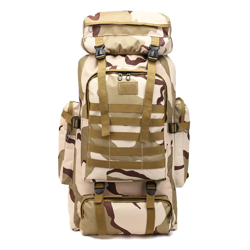 80L Military Tactical Climbing Backpack Camouflage Hiking Outdoor Men Rucksack Camping Trekking Bags Mountain Sports Male Pack
