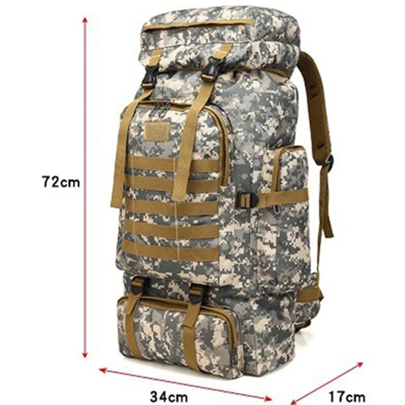 80L Unisex Men Outdoor Travel Pack Sports School Bag Climbing Hiking Fishing Camping Backpack for Male Women Female