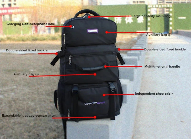 80L Unisex Outdoor Sports Travel Climbing Camping Backpack Trekking Rucksack School Bag Pack For Men Male Female