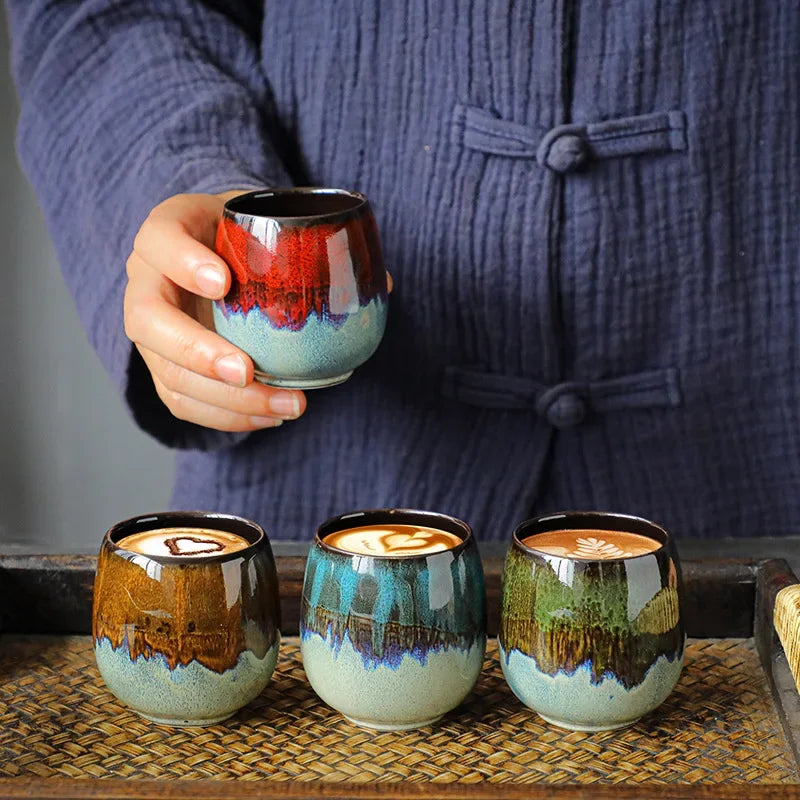 80ml Fambe Italian Coffee Cups Small Espresso Mug Shot Glass MasterKung Fu Tea Coarse Ceramic Glaze1 pc  espresso Color matching