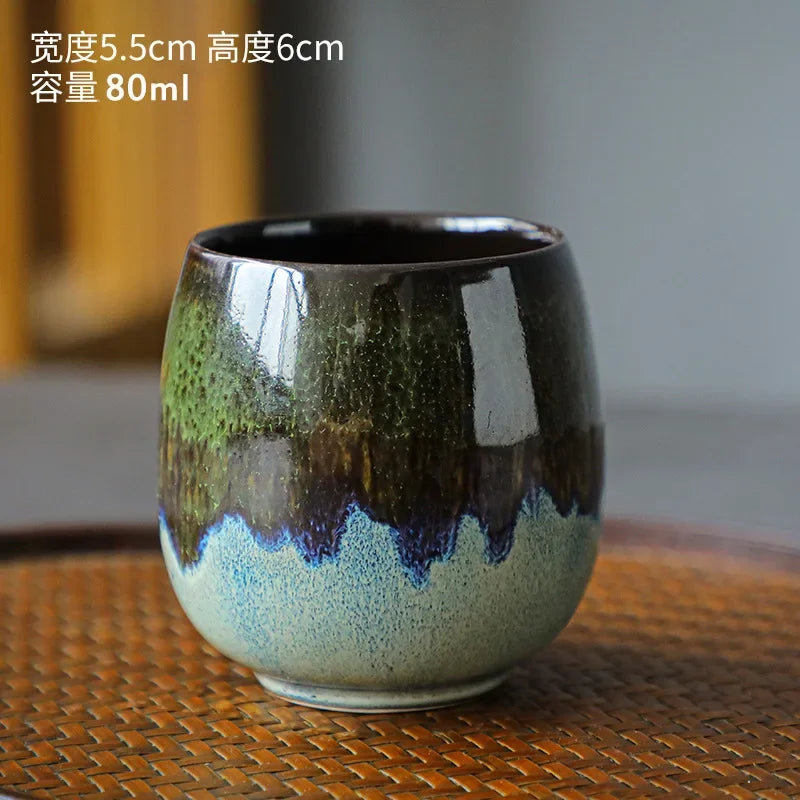 80ml Fambe Italian Coffee Cups Small Espresso Mug Shot Glass MasterKung Fu Tea Coarse Ceramic Glaze1 pc  espresso Color matching