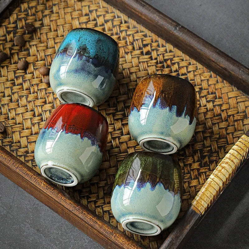 80ml Fambe Italian Coffee Cups Small Espresso Mug Shot Glass MasterKung Fu Tea Coarse Ceramic Glaze1 pc  espresso Color matching