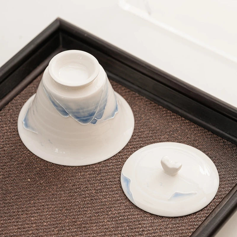 80ml Hand Painted Mountain Gaiwan For Tea  Porcelain Tureen With Lid Teaware Kung Fu Tea Set Chinese Cup Tea Bowls Small Chawan