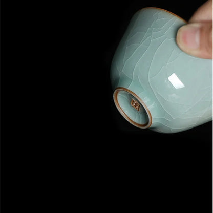 80ml one tea cup porcelain crackle glaze longquan celadon cup of tea marked Chinese cups Pu'er tea one piece on sales blue green