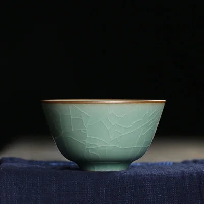 80ml one tea cup porcelain crackle glaze longquan celadon cup of tea marked Chinese cups Pu'er tea one piece on sales blue green