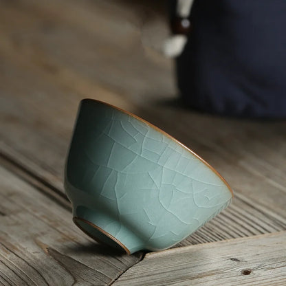 80ml one tea cup porcelain crackle glaze longquan celadon cup of tea marked Chinese cups Pu'er tea one piece on sales blue green
