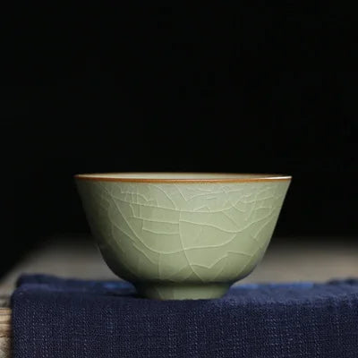 80ml one tea cup porcelain crackle glaze longquan celadon cup of tea marked Chinese cups Pu'er tea one piece on sales blue green