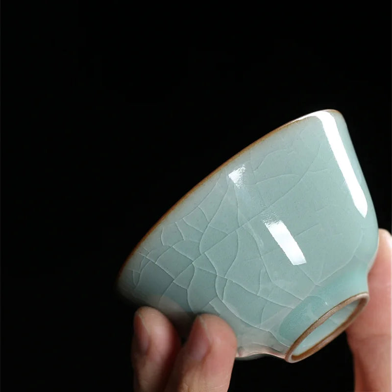 80ml one tea cup porcelain crackle glaze longquan celadon cup of tea marked Chinese cups Pu'er tea one piece on sales blue green
