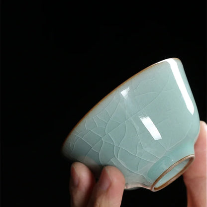 80ml one tea cup porcelain crackle glaze longquan celadon cup of tea marked Chinese cups Pu'er tea one piece on sales blue green
