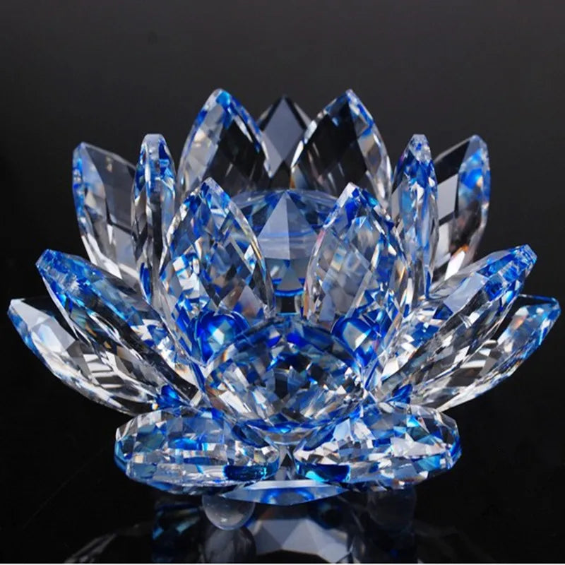 80mm k9 Crystal Lotus Flower Crafts Glass Paperweight Fengshui Ornaments Figurines  Wedding Party Decor Gifts Souvenir statue