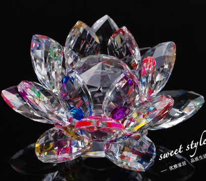 80mm k9 Crystal Lotus Flower Crafts Glass Paperweight Fengshui Ornaments Figurines  Wedding Party Decor Gifts Souvenir statue