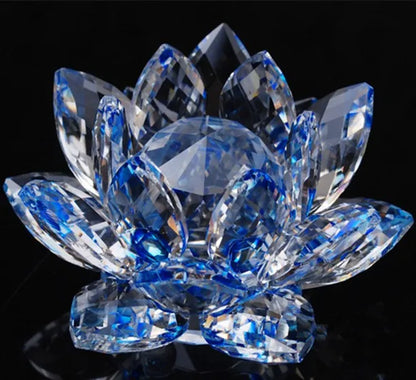 80mm k9 Crystal Lotus Flower Crafts Glass Paperweight Fengshui Ornaments Figurines  Wedding Party Decor Gifts Souvenir statue