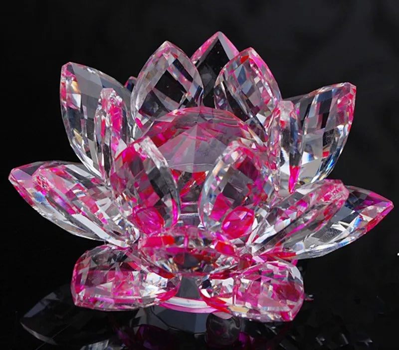 80mm k9 Crystal Lotus Flower Crafts Glass Paperweight Fengshui Ornaments Figurines  Wedding Party Decor Gifts Souvenir statue