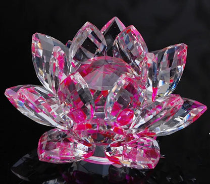 80mm k9 Crystal Lotus Flower Crafts Glass Paperweight Fengshui Ornaments Figurines  Wedding Party Decor Gifts Souvenir statue