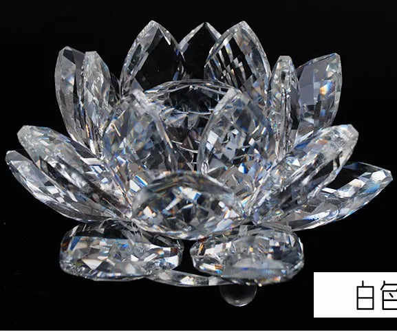 80mm k9 Crystal Lotus Flower Crafts Glass Paperweight Fengshui Ornaments Figurines  Wedding Party Decor Gifts Souvenir statue