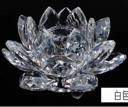 80mm k9 Crystal Lotus Flower Crafts Glass Paperweight Fengshui Ornaments Figurines  Wedding Party Decor Gifts Souvenir statue