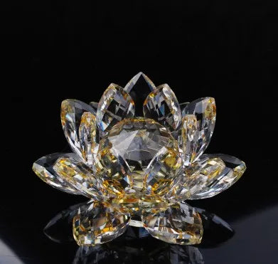 80mm k9 Crystal Lotus Flower Crafts Glass Paperweight Fengshui Ornaments Figurines  Wedding Party Decor Gifts Souvenir statue