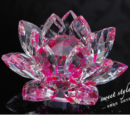 80mm k9 Crystal Lotus Flower Crafts Glass Paperweight Fengshui Ornaments Figurines  Wedding Party Decor Gifts Souvenir statue
