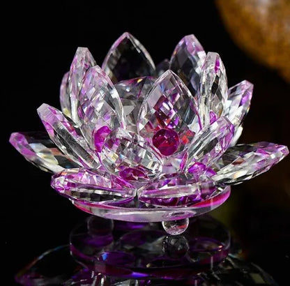 80mm k9 Crystal Lotus Flower Crafts Glass Paperweight Fengshui Ornaments Figurines  Wedding Party Decor Gifts Souvenir statue