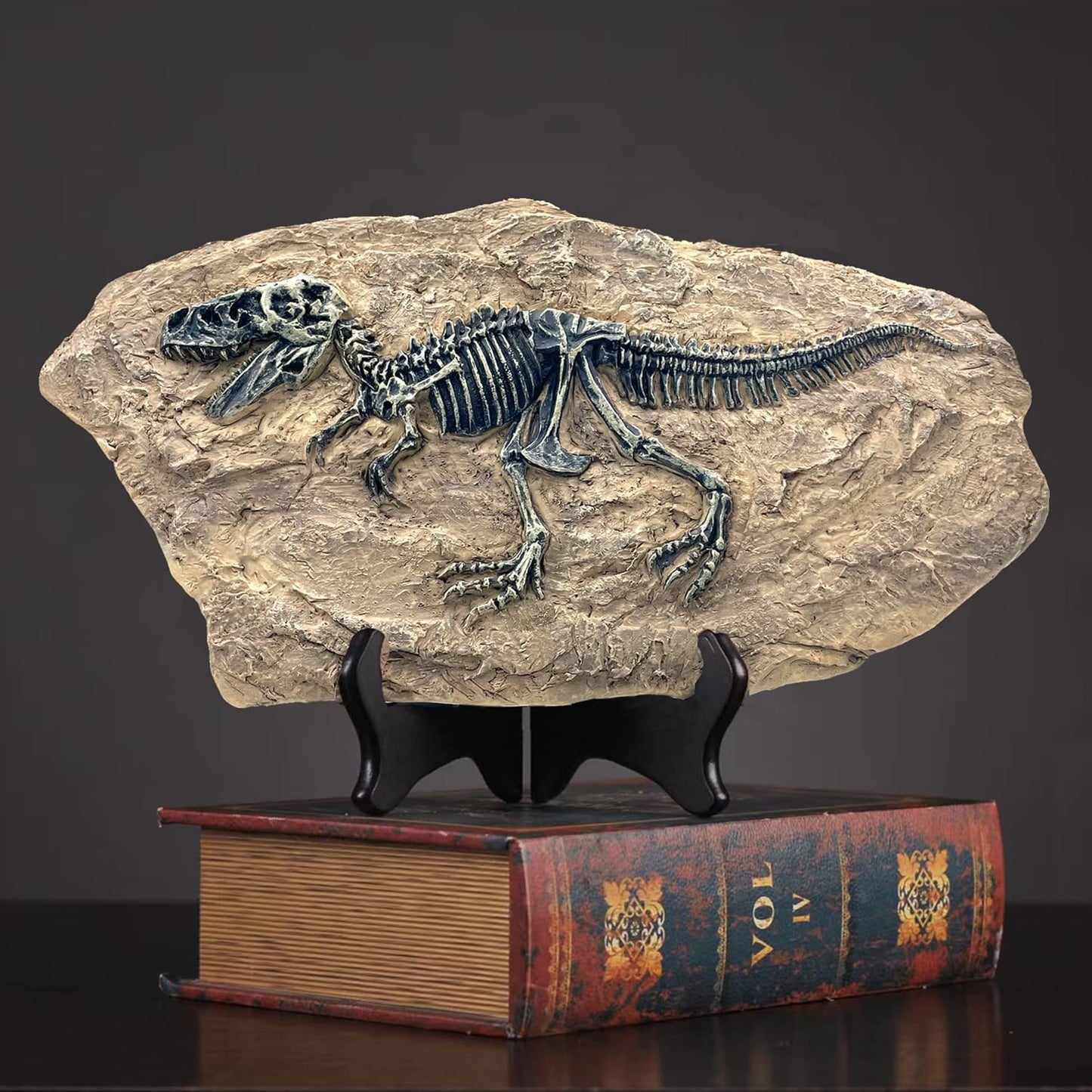 Resin Velociraptor Dinosaur Skeleton Fossil Statue Figurines Sculpture Collectibles Home Office Desktop Display Decoration (Dinosaur 1)