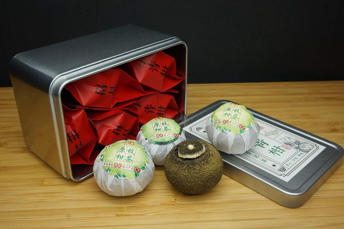 Green Orange Peel Pu-erh Tea.小青柑.Tangerine Peel Pu-erh Tea.XiaoQingGan 柑普茶丨Tea Box.Independent packing丨From GuangDong XinHui丨正宗广东新会小青柑.陈皮普洱茶