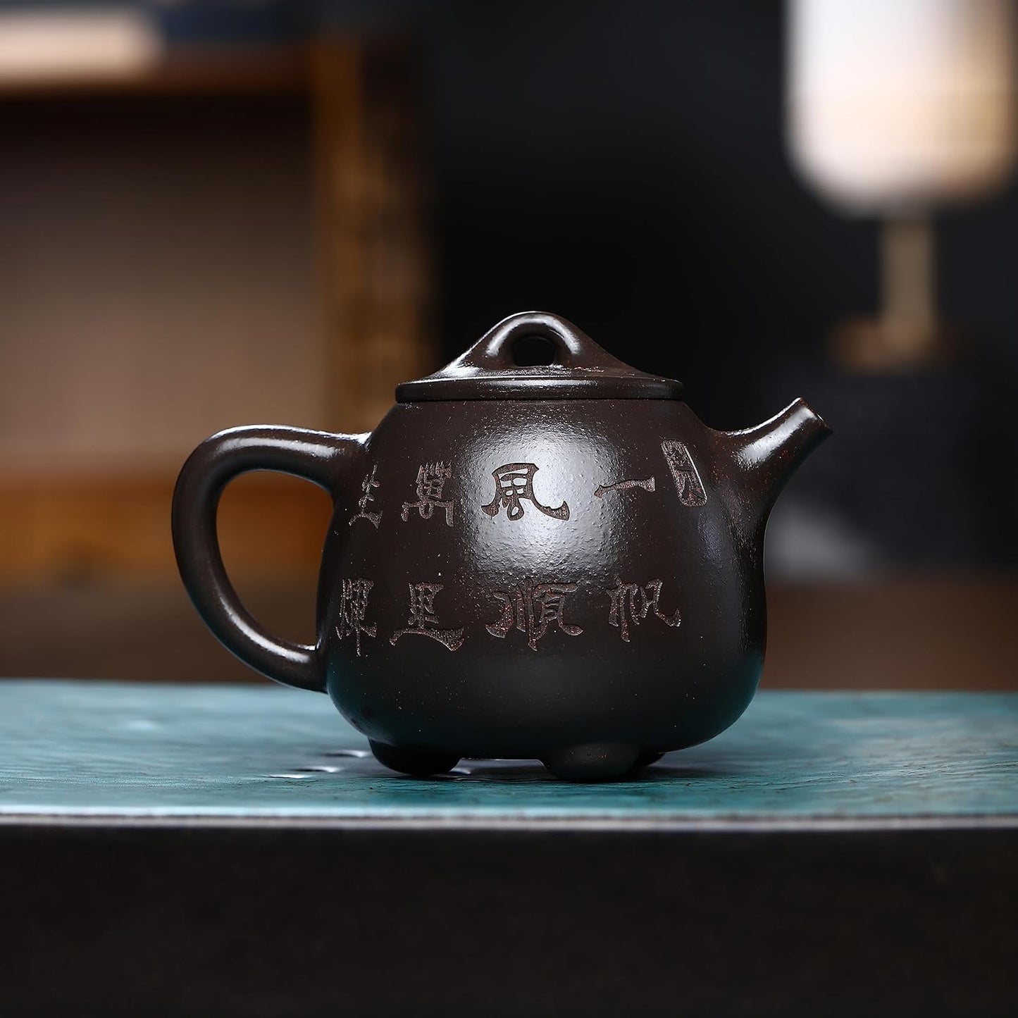 SILINE Zisha Teapot, Chinese Yixing Clay Handmade Tea Pot 6.4 Oz, Infuse Brew Kung Fu Loose Leaf Tea Maker (Shipiao,Golden Black Clay)