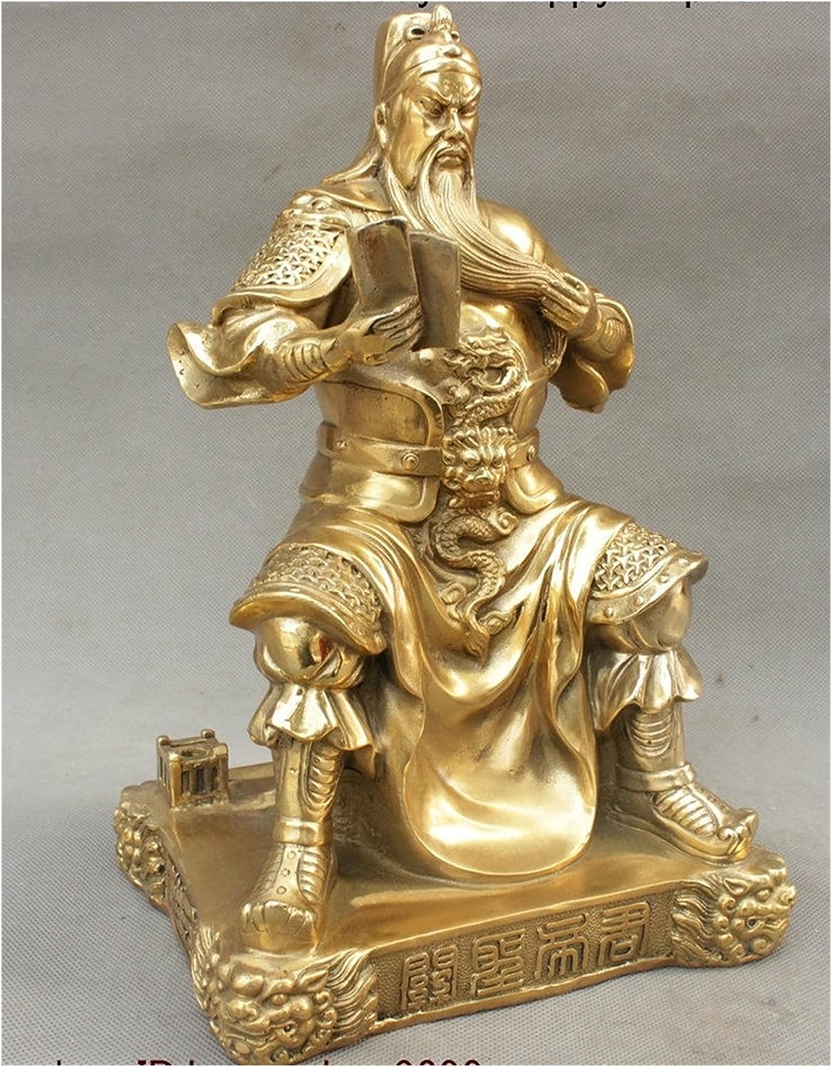 GaYouny Buddha Statue China Copper Brass History Dragon Robe Guan Gong Guan Yu Guan General God Statue