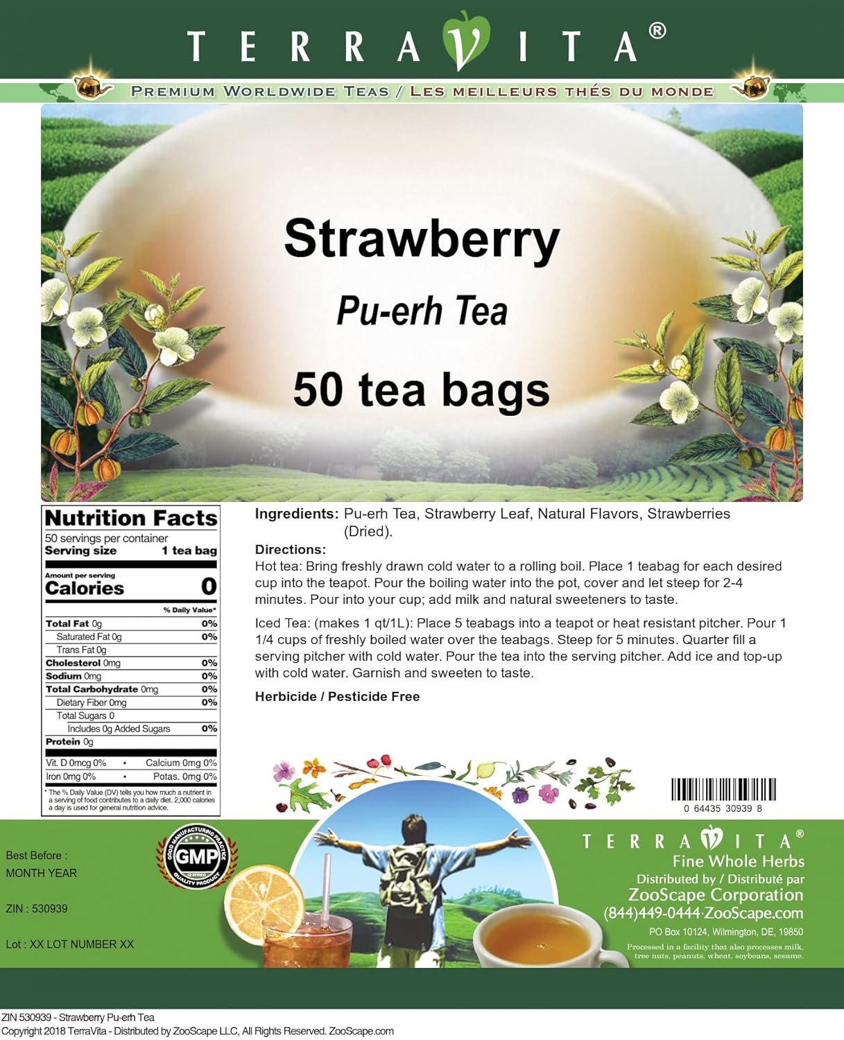 Strawberry Pu-erh Tea (50 tea bags, ZIN: 530939) - 2 Pack