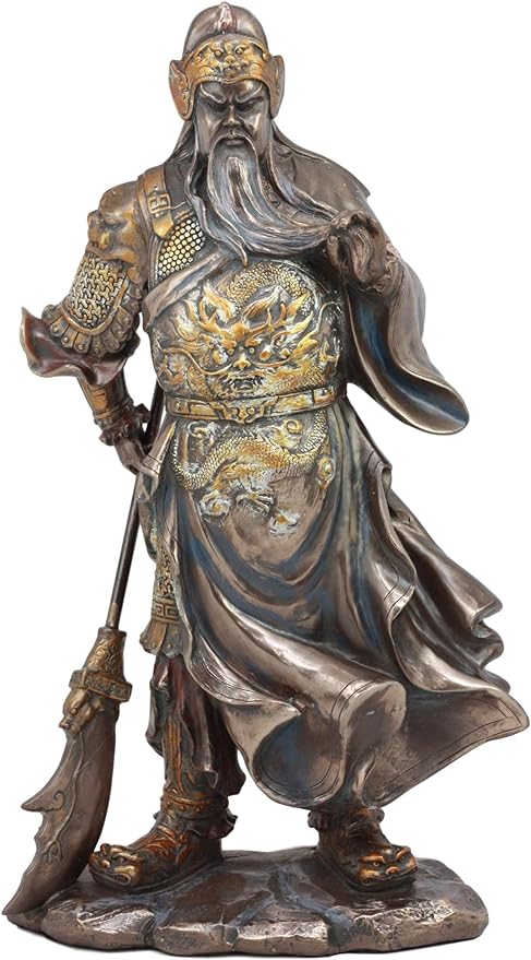Ebros Romance of The Three Kingdoms General Hero Guan Gong Guan Yu Holding Crescent Blade Guandao Statue Guanyu Figurine Eastern Culture Decor