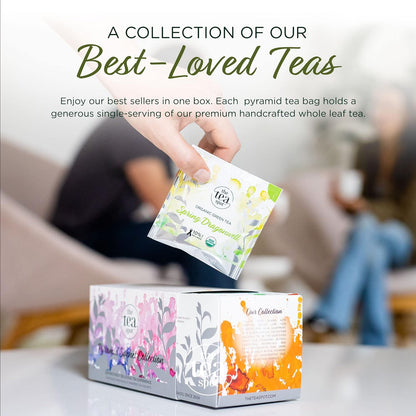 The Tea Spot Pyramid Sachet Collection - Loose Leaf Tea Sampler and Gift Set - 16 Pyramid Tea Bags - Features a Wide Variety of Tea Types