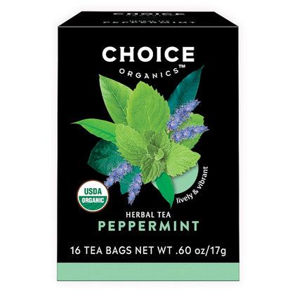 Choice Organics - Organic Peppermint Tea (3 Pack) - Compostable - Caffeine Free - 48 Organic Herbal Tea Bags