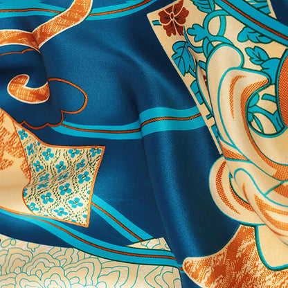 RAN Winter Warm Scarfs 41.7 Inches Satin Head Scarf Square Silk Scarf Flowers Printed Large Neckerchief, Head Shawl, Gift for Lady