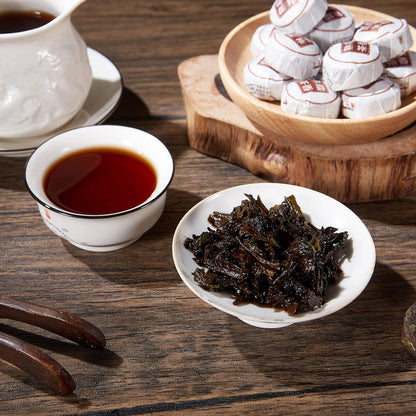 HUAYING Pu-erh Tea, Ripe Puerh Tea Mini Tea Cake with Glutinous Rice Fragrant, Loose Leaf Tea (8.47 Ounce/240g)
