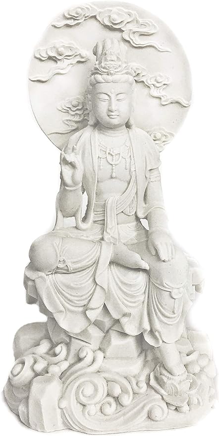 Bellaa 21130 Kwan Yin Statue Lady Buddha Blessing Sitting Meditating Kuan Yin Guanyin Goddess of Mercy Guan Yin Statue Quan Yin Statue 8 inch Tall