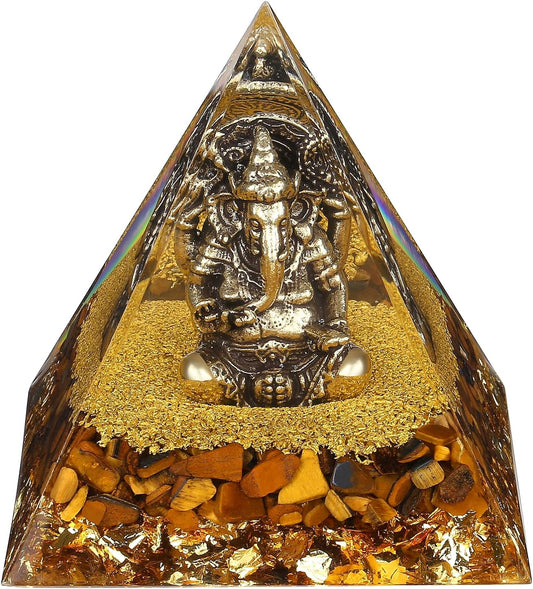 Ganesha Statue,Ganapati Ganesh Statue in Crystal Orgone Pyramid-Ganpati Idol,Ganesha Figurine,Ganesa Statue,Ganesh Sculpture,Elephant God,Elephant Buddha-Lord of Success-Handmade for Home Decor
