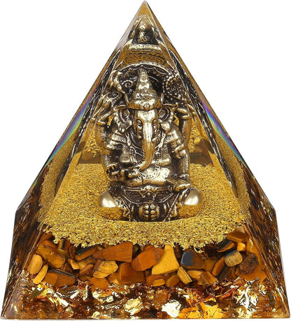 Ganesha Statues In Healing Crystal Organite Pyramid - Ganesh Statue, Ganesha Idol, Ganapati Ganesh Figurine, Ganesh Idol For Car Dashboard,Ganesha Idol Car Dashboard,Ganpati Car Dashboard,Chakra Decor